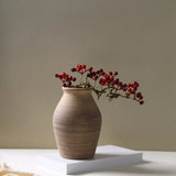 Rustic ceramic vase with rough-glazed surface