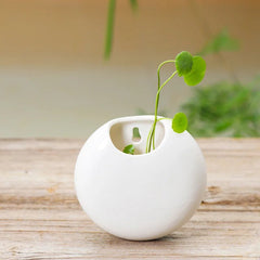 Ceramic Wall Hanging Vase – Porcelain Round Mounted Floral Decor - Hurbane Home