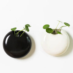Ceramic Wall Hanging Vase – Porcelain Round Mounted Floral Decor - Hurbane Home