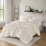 Chenille King Comforter - Elegant Gray Puff Quilt for Luxurious Bedding - Puff Quilt Comforter - Hurbane Home