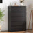 Chest of Drawers - Sleek Black 5 - Drawer Dresser for Stylish Storage Solution - Hurbane Home