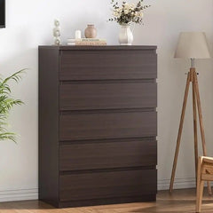 Chest of Drawers - Sleek Black 5 - Drawer Dresser for Stylish Storage Solution - Hurbane Home