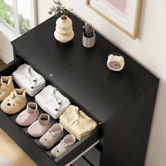 Chest of Drawers - Sleek Black 5 - Drawer Dresser for Stylish Storage Solution - Hurbane Home