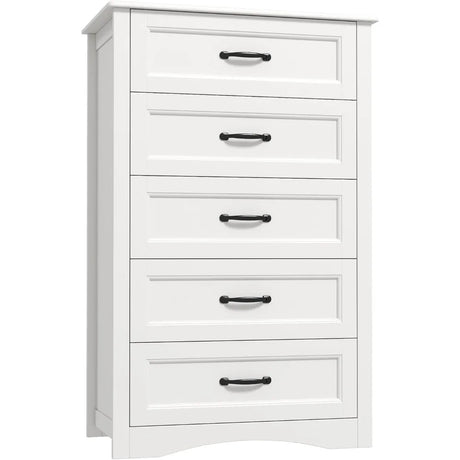 Chest of Drawers - Tall 5 Drawer Wood Dresser for Stylish Storage - Hurbane Home