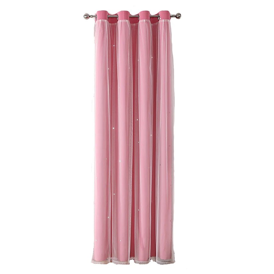 Childrens Curtains – Romantic Star Sheer Double - Layer Window Drapes - Hurbane Home