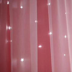 Childrens Curtains – Romantic Star Sheer Double - Layer Window Drapes - Hurbane Home