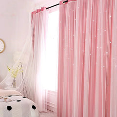 Childrens Curtains – Romantic Star Sheer Double - Layer Window Drapes - Hurbane Home