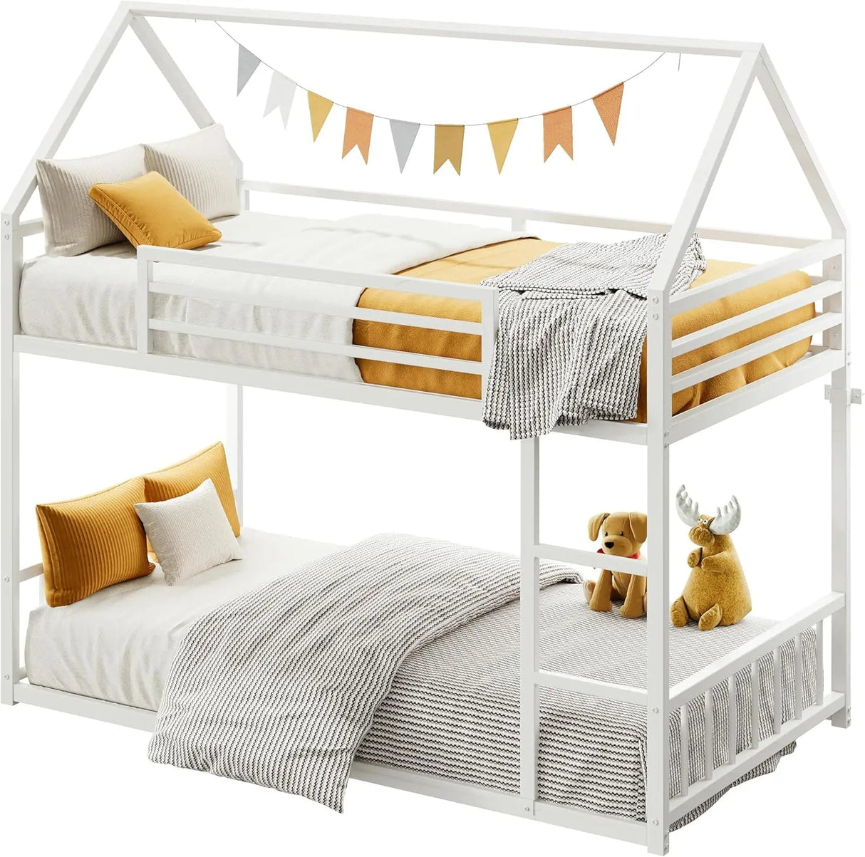 Children's Twin Bed Frame with Ladder - Durable Design for Safety & Comfort - Kids Twin Bed Frame - Hurbane Home