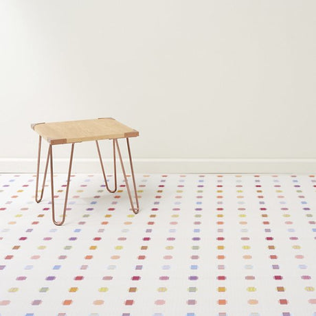 chilewich woven floor mat with sampler pattern