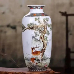 Chinese Blue - White Ceramic Vase - Tall, Elegant Decor Piece for Home - Tall Ceramic Vase - Hurbane Home
