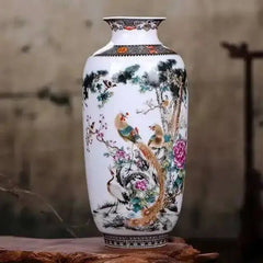 Chinese Blue - White Ceramic Vase - Tall, Elegant Decor Piece for Home - Tall Ceramic Vase - Hurbane Home