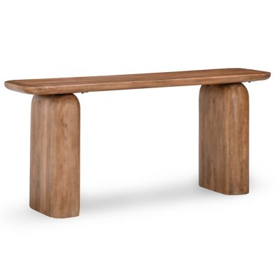 Elegant solid wood hallway table with curved mango legs
