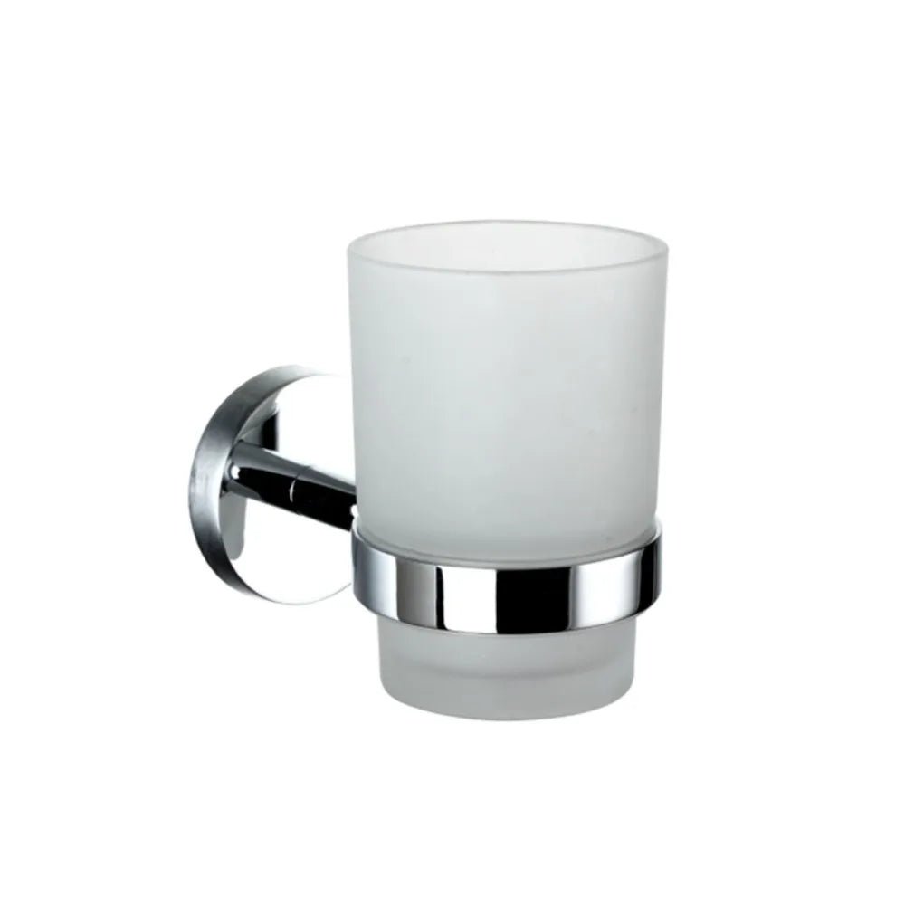 Chrome Toothbrush Holder with Cup - Stylish Wall Mount for Organized Bathroom - Wall Mounted Toothbrush Holder - Hurbane Home