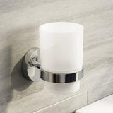 Chrome Toothbrush Holder with Cup - Stylish Wall Mount for Organized Bathroom - Wall Mounted Toothbrush Holder - Hurbane Home