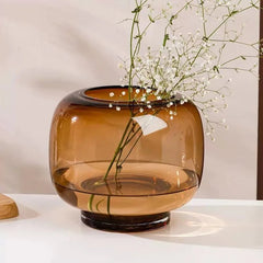 Circular Glass Vase for Elegant Flower Arrangement - Unique Home Decor Piece - round glass vase - Hurbane Home