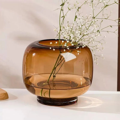 Circular Glass Vase for Elegant Flower Arrangement - Unique Home Decor Piece - round glass vase - Hurbane Home