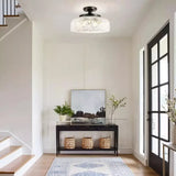 Clear carved glass drum ceiling light detail