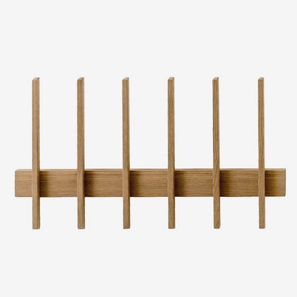 Fin coat hooks installed in hallway showing coat hook wall mount