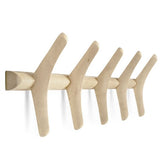 Solid oak coat rack wooden mounted in modern entryway