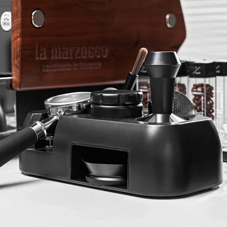 Coffee tamper station with stable base for espresso