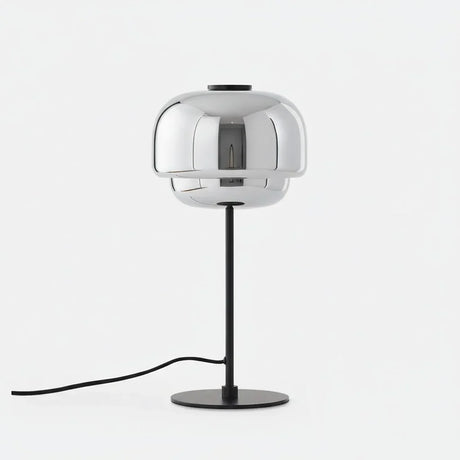 Fifth colourway of the domed glass table lamp on a round base