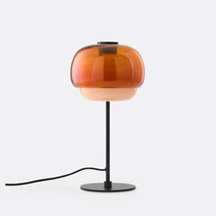 First colourway of the domed glass table lamp on a metal stem