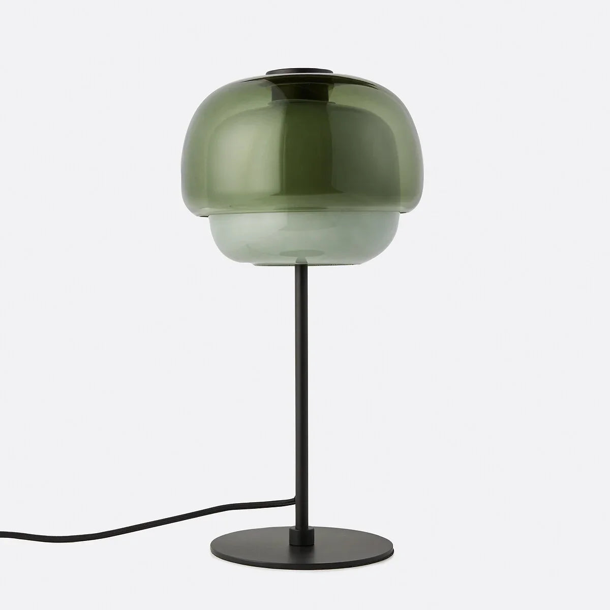 Third colourway of the glass table lamp with slim metal stem