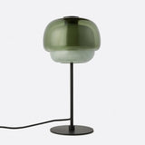 Third colourway of the glass table lamp with slim metal stem