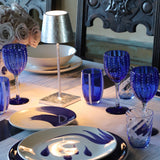 Hand blown colored wine glasses for table setting