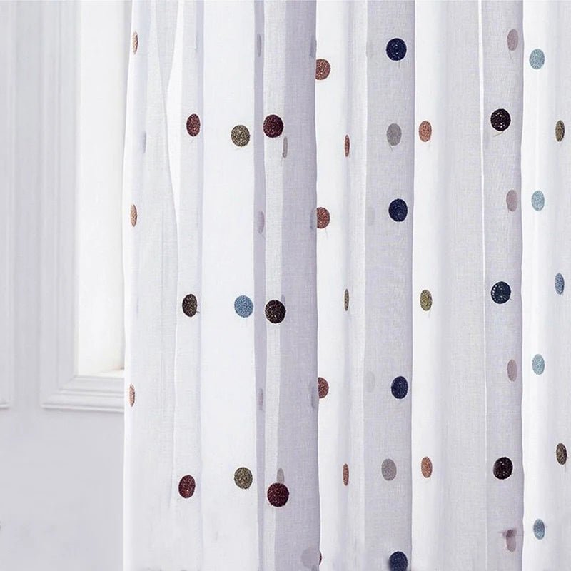 Colorful Embroidered Curtains – Sheer Voile Panel for Light - Filled Window - Hurbane Home