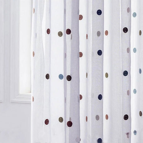Colorful Embroidered Curtains – Sheer Voile Panel for Light - Filled Window - Hurbane Home