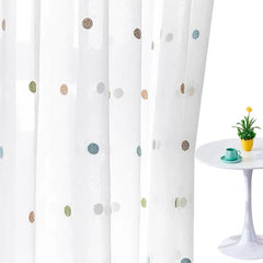 Colorful Embroidered Curtains – Sheer Voile Panel for Light - Filled Window - Hurbane Home