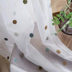 Colorful Embroidered Curtains – Sheer Voile Panel for Light - Filled Window - Hurbane Home