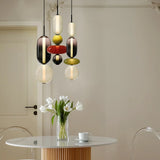 Glass pendant light scene with warm ambient glow in a styled room