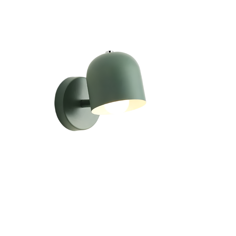Three macaron dome sconces in green white and grey on a pale ground