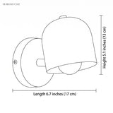 Line drawing of the macaron sconce with length and height labels