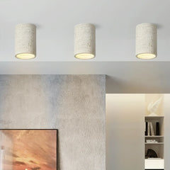 Textured composite ceiling light with diffused LED lighting, product angle view