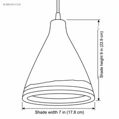 Line drawing of the shade, 7 in wide and 9 in high