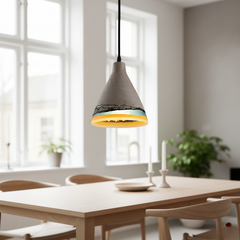 Cement Cone Pendant Light Glazed Rim for Kitchen Islands