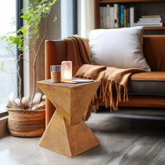 Concrete Side Table - Lightweight Modern Accent Stool For Bedroom - Rustic End Tables - Hurbane Home