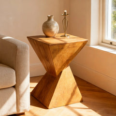 Concrete Side Table - Lightweight Modern Accent Stool For Bedroom - Rustic End Tables - Hurbane Home
