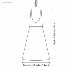 Dimension diagram showing 9.8 inch height and 5.5 inch diameter