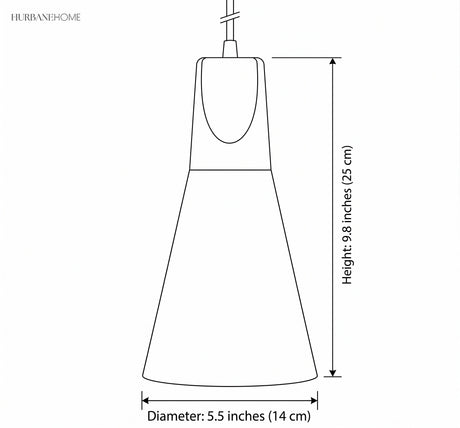 Dimension diagram showing 9.8 inch height and 5.5 inch diameter