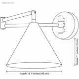 Cone shade swing arm wall sconce dimensions diagram