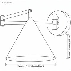 Cone shade swing arm wall sconce dimensions diagram