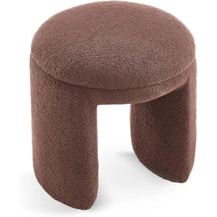 Contemporary Upholstered Stool – Teddy Fabric Round Ottoman Seat - Pouf Stool Ottoman - Hurbane Home