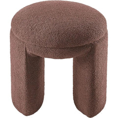 Contemporary Upholstered Stool – Teddy Fabric Round Ottoman Seat - Pouf Stool Ottoman - Hurbane Home