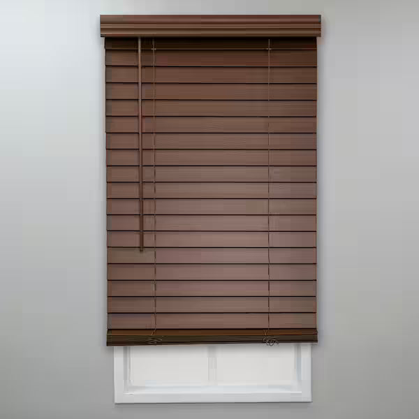 Faux Wood Blinds – Cordless 2 Inch Dark Oak Window Blinds.