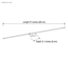 Dimension drawing showing 27 inch length and 3.1 inch depth of the fitting