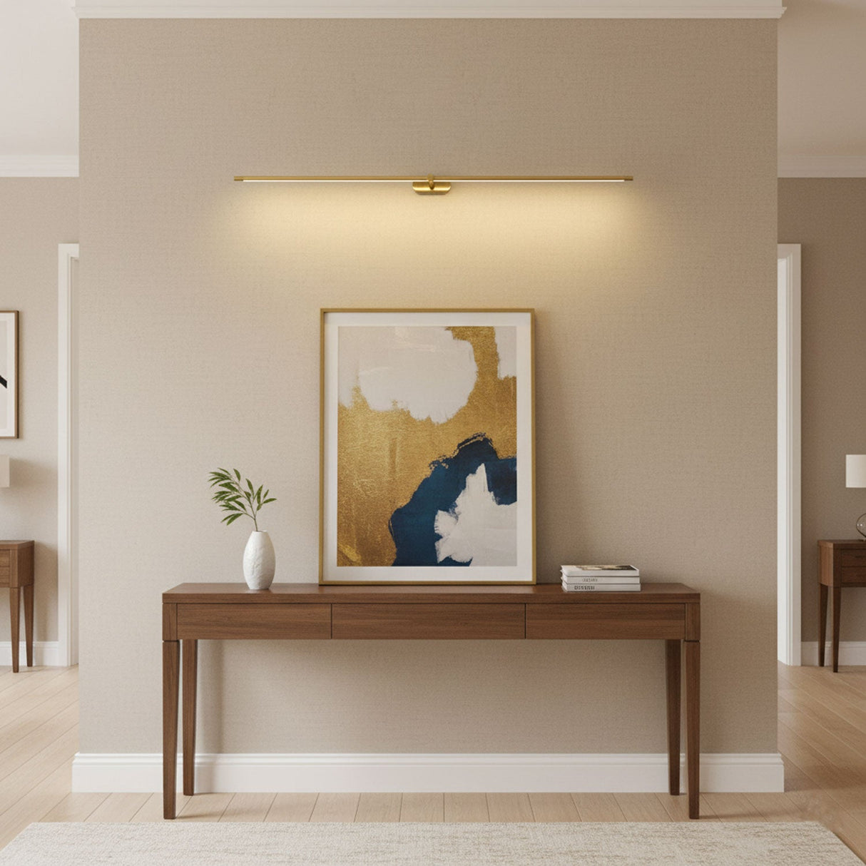 Cordless rechargeable linear LED wall sconce close detail view 20